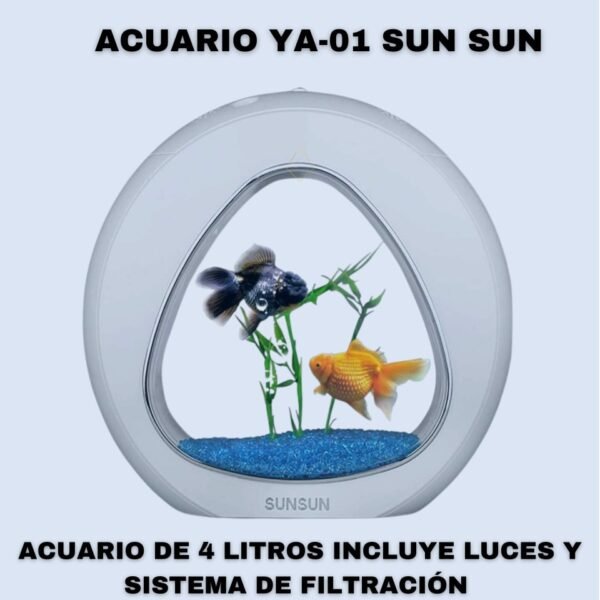 Acuarios Peceras - Hecho de material acrílico, transparente y duradero. También es un hermoso paisaje en tu hogar, tienda y así sucesivamente. Incorpora filtro y sistema de iluminación LED. Puede ser conducido por alimentación USB con la batería de su ordenador.El paquete incluye: 1 mini acuario con filtro integrado y luz LED, 1 adaptador USB para uso local.